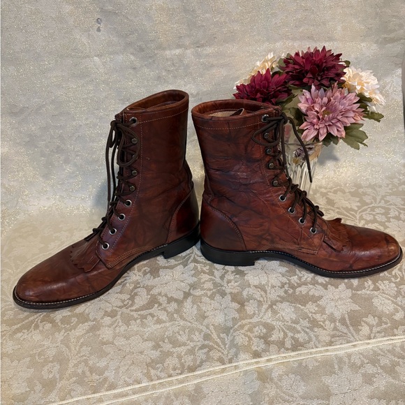 Justin Boots Dark Brown Leather Lace-Up Boots main image 8
